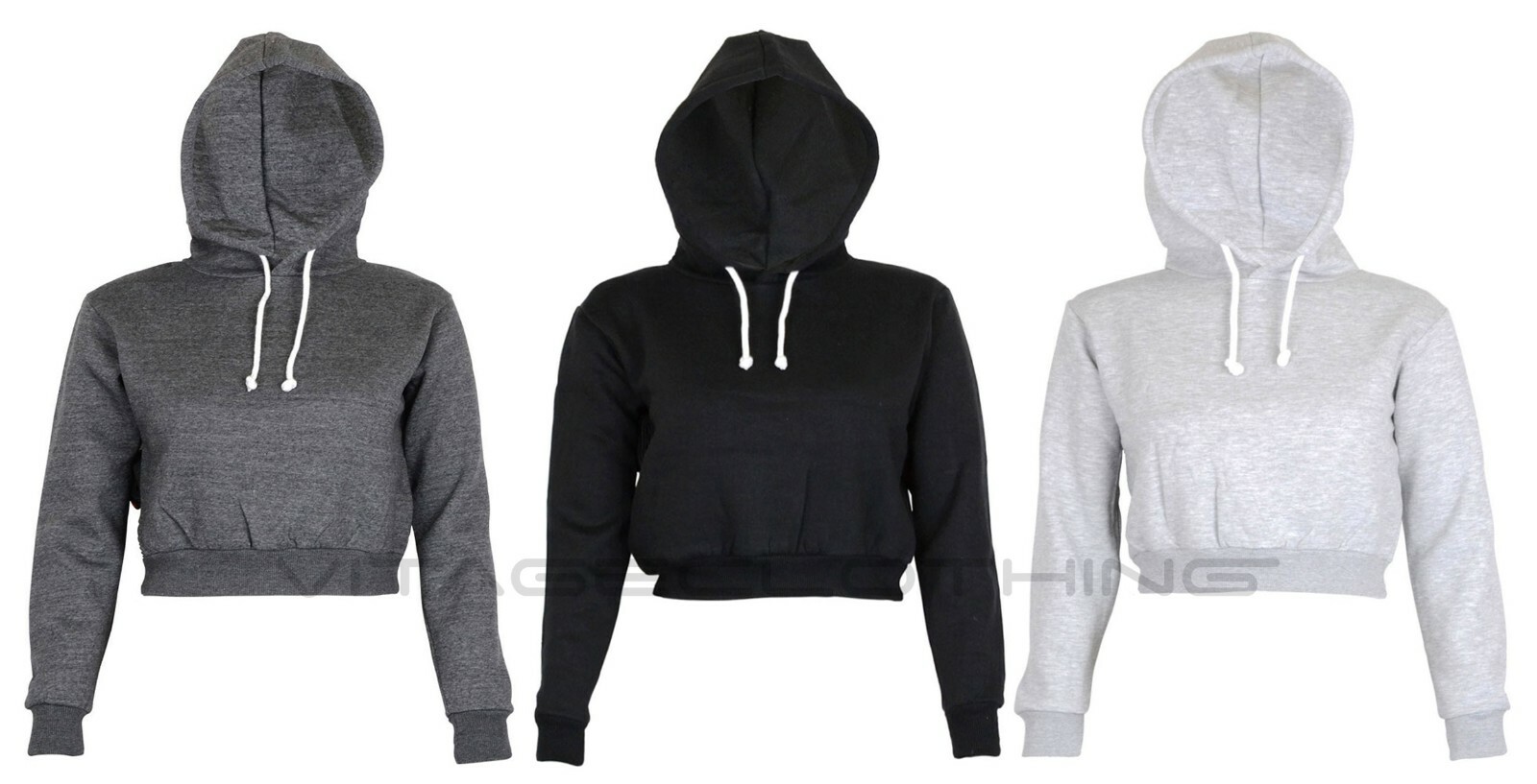 plain black cropped hoodie